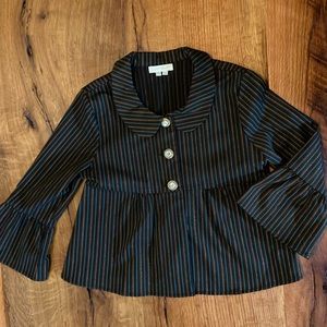 Sequin Hearts Brown Jacket with Fun Buttons & Pleated Sleeves, Sz Medium (Girls)